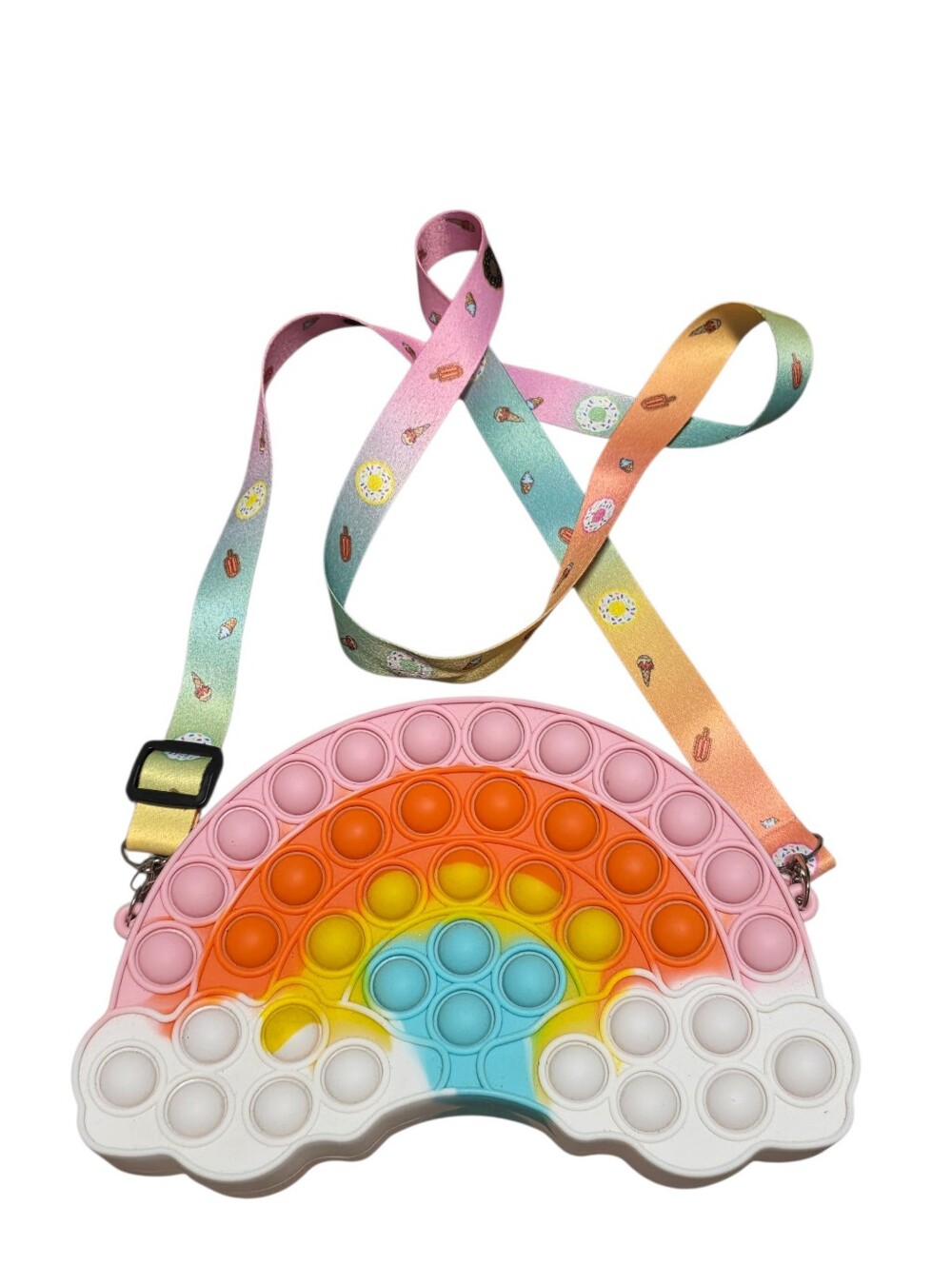Rainbow Shaped Pop-It Fidget Toy Crossbody Bag OS.